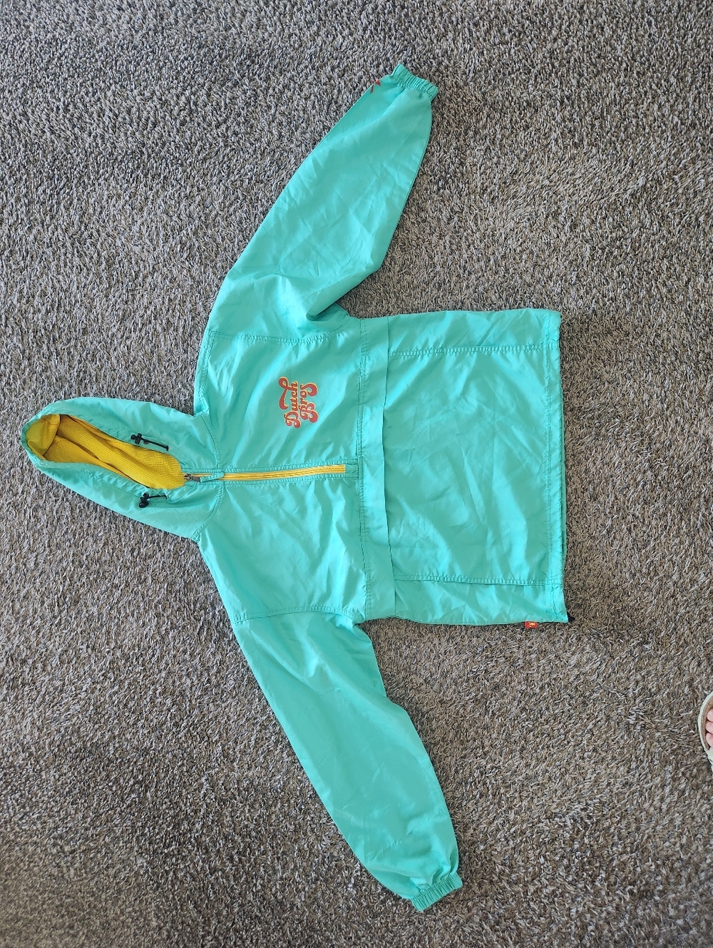 Dutch Bros Coffee Jacket unisex  Small Green 1/2 Zip Anorak Windbreaker Hooded S